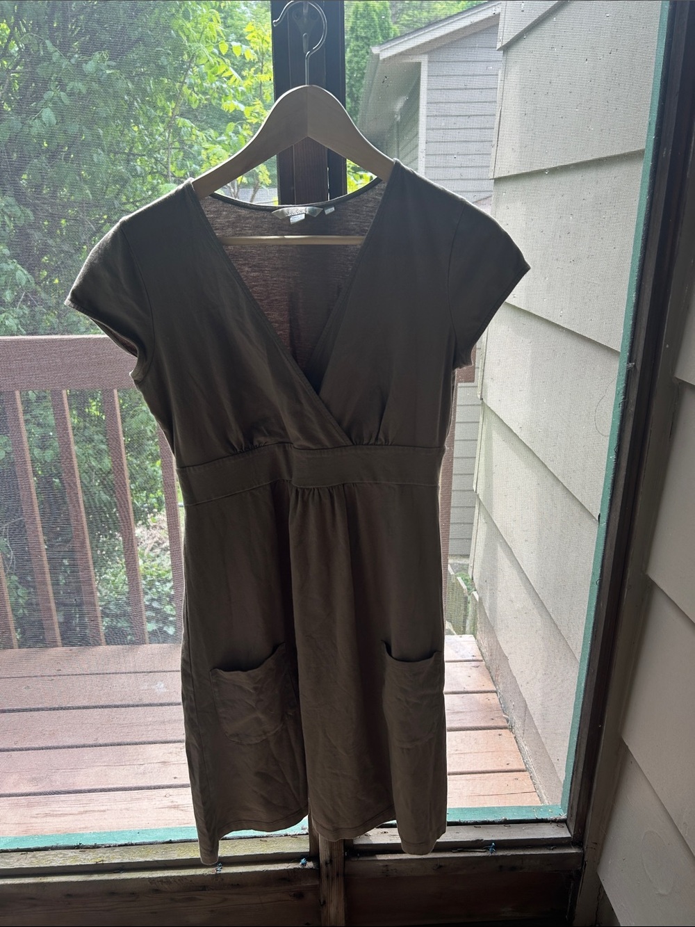 Boden Olive Green Short-Sleeve Wrap Dress